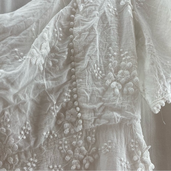 Lulus Morning in Mallorca White Cotton Eyelet Short Sleeve Mini Dress Medium - Picture 4 of 10